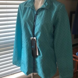 Polka dot rain coat blue M or XL